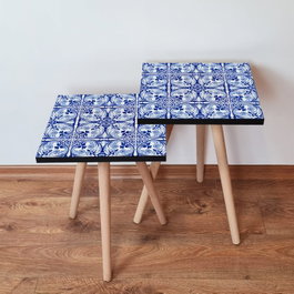 Hanah Home Mesas Nido 2Shp42 - Azul Marino, Azul y Blanco